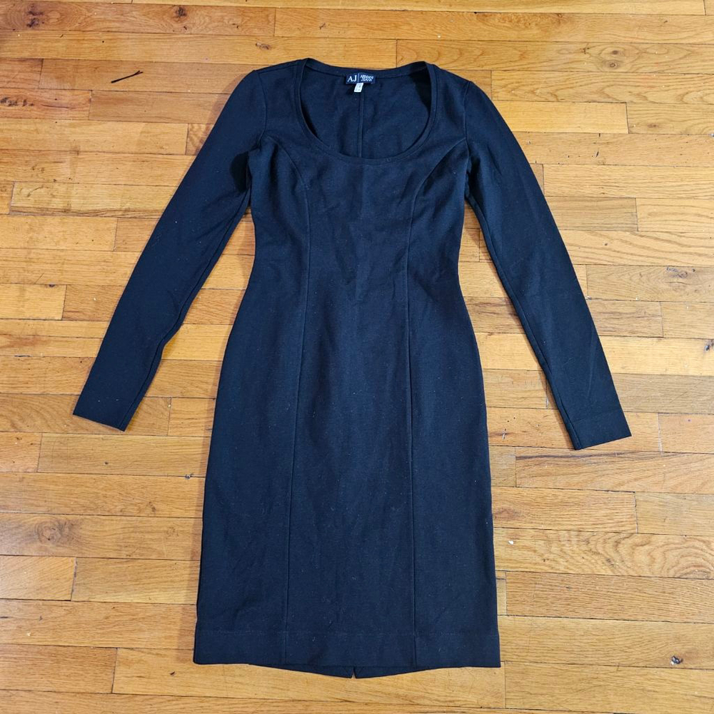 Armani Jeans Black Long Sleeve Scoop Neck Dress Small